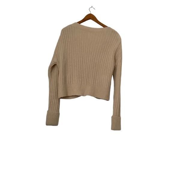 Lovers + Friends Caroline Cardigan Sz S Tan V-Neck Ribbed Grandmacore Slouchy - Picture 2 of 11